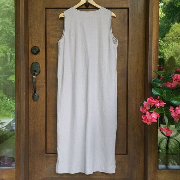 Sigrid Olsen Linen Embroidered Maxi Dress Resortwear Coastal Cruise Vacation - Picture 11 of 12